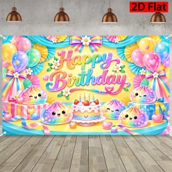 Squishy Dumpling Rainbow 6 FT FABRIC Backdrop